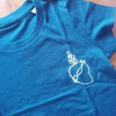 Camiseta bebé Sagrado Corazón (azul)