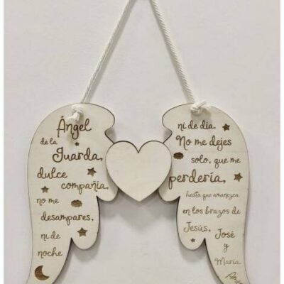 Placa de madera Ángel de la guarda