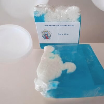 Jabón artesano de glicerina vegetal batida - azul brisa marina